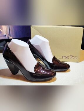 Womens Shoes Size 9M Me Too " Fairy " 3in Heeled Loafer Burgundy Gloss | Box